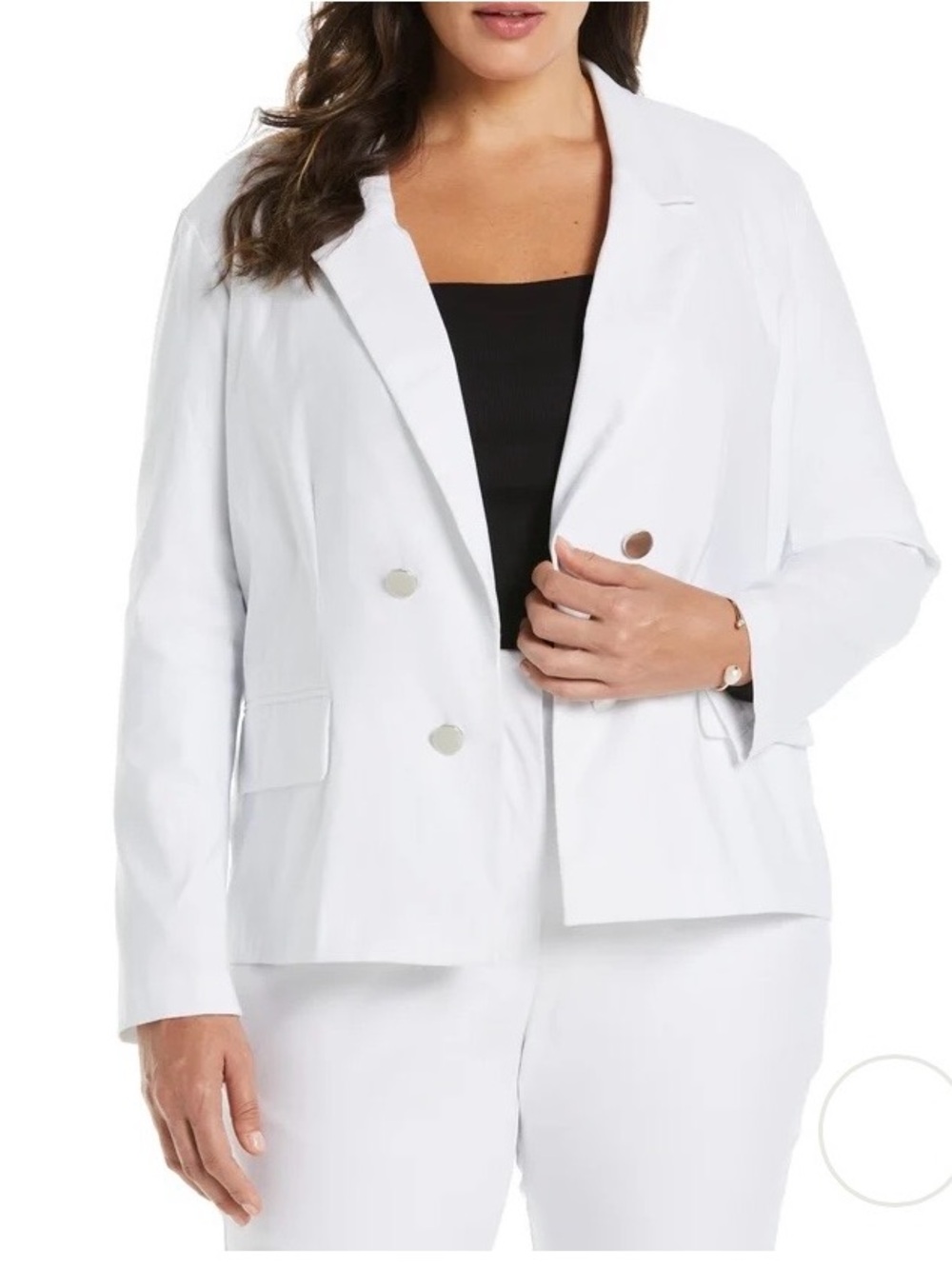 Rafaella Women’s Ella Plus Size White Cropped Satin Luxe Jacket. Size 1X. NWT.